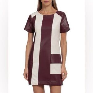 Avec Les Filles Burgundy and Cream Mini Dress